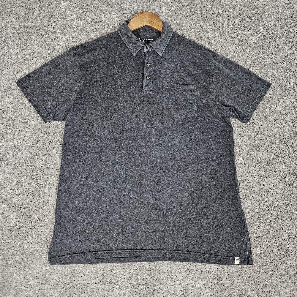 Fair Harbor Shirt Men's XL Dark Gray Polo Casual Minimalist Coastal Stretch